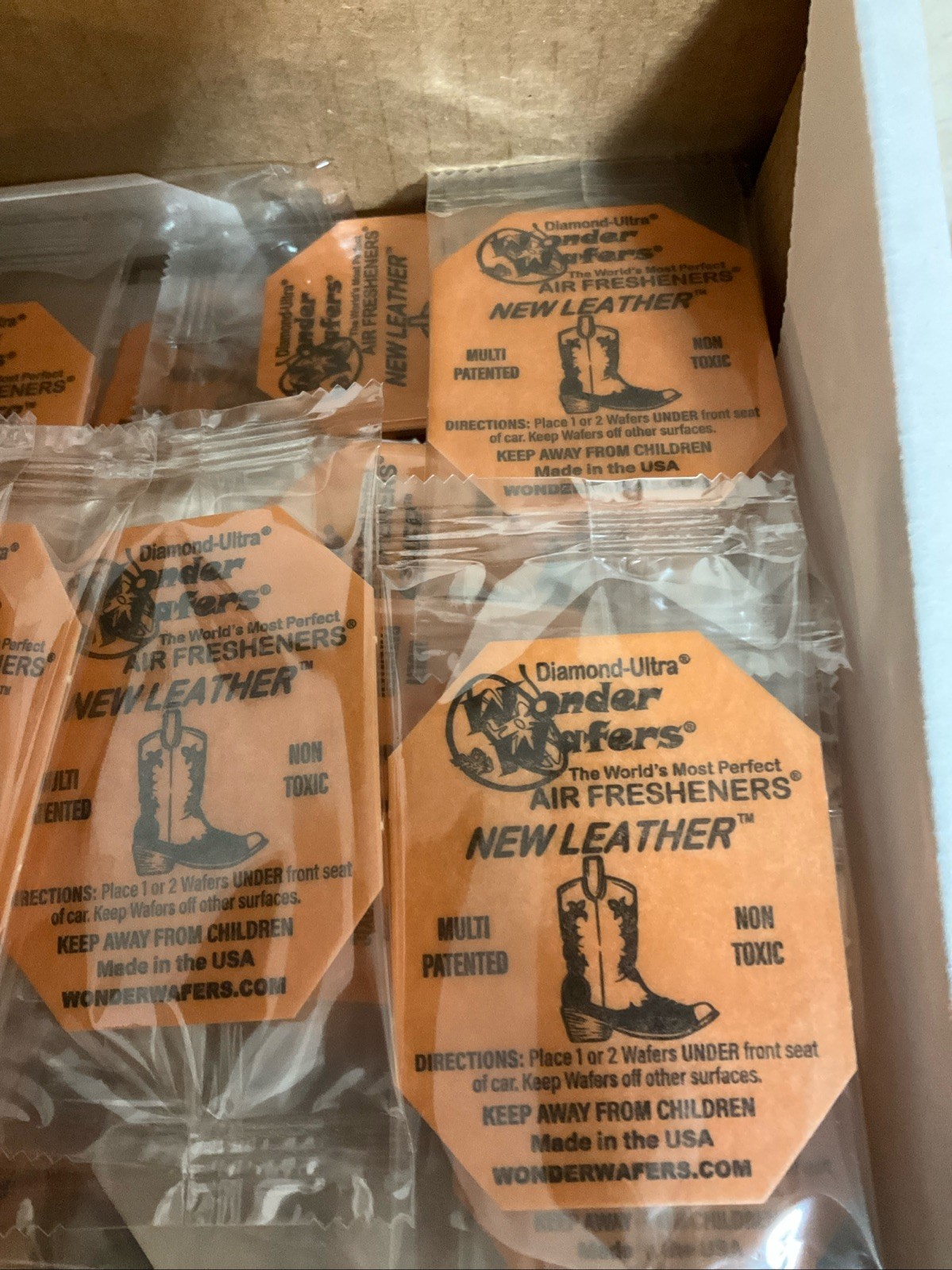 Wonder Wafers Individually Wrapped Car Room Freshener New Leather Scent 15 Ct gallery
