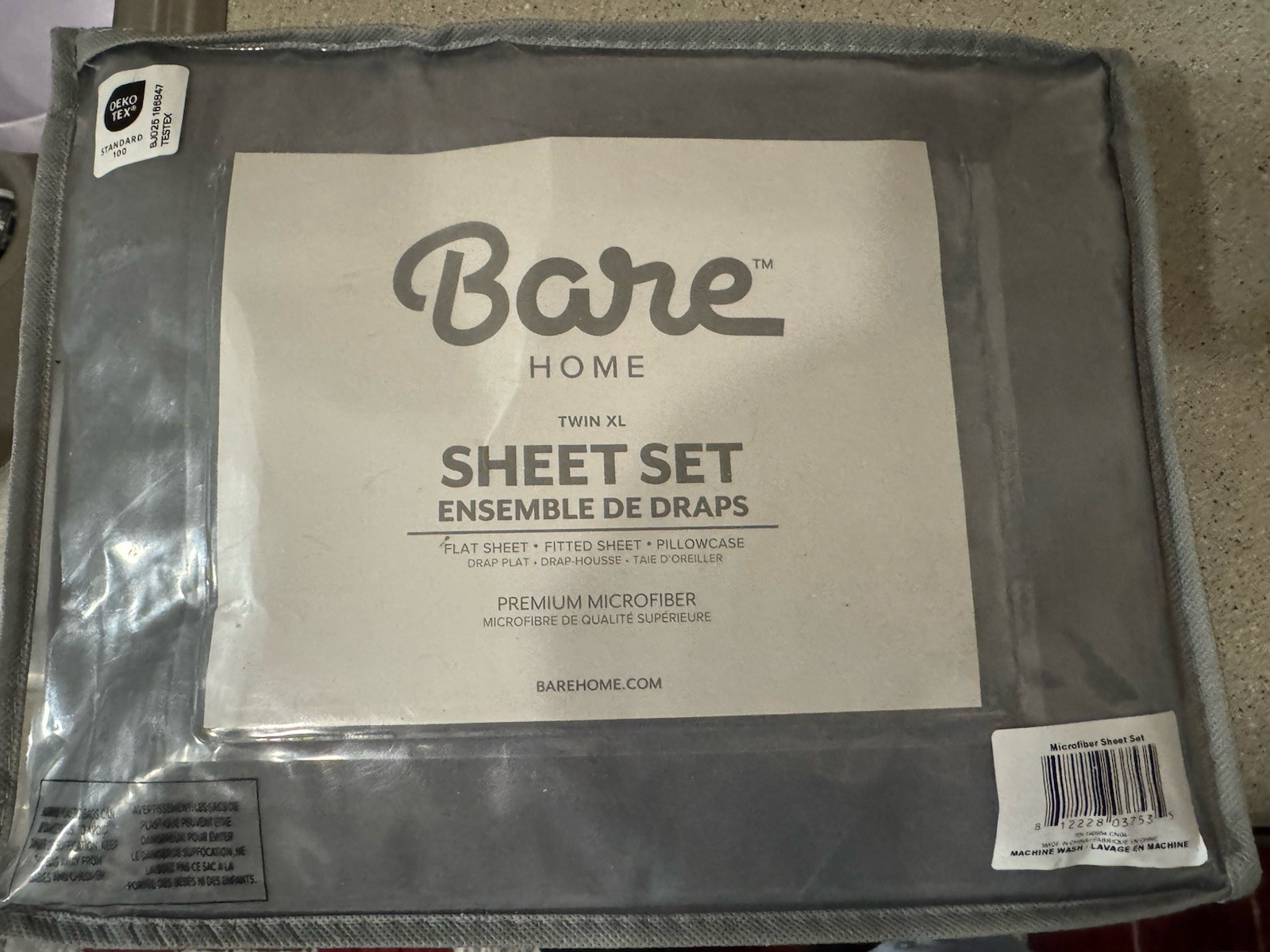 Bare Home Ultra-Soft Sheet Set, 3-Pieces Easy Fit - Extra Soft Twin XL, Gray New gallery