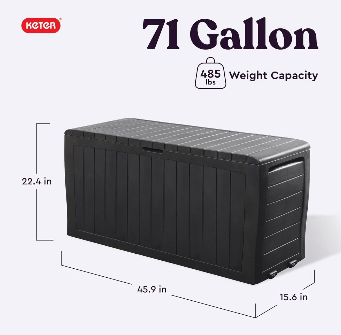 Keter Marvel 71 Gallon Storage Deck Box Resin Black Weather Resistant 485 lbs gallery