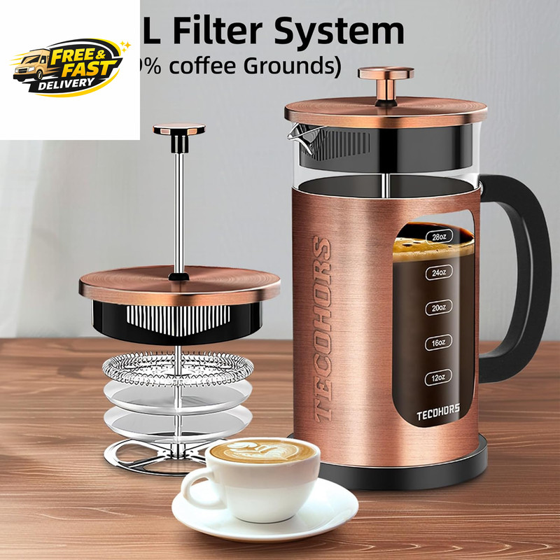 French Press Coffee Maker 34Oz / 1 Quart 304 Stainless Steel Coffee Press, gallery