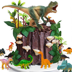 26 PCS Dinosaur Cake Toppers Dinosaur Eggs Leaves Trees Cake Decorations Birthda