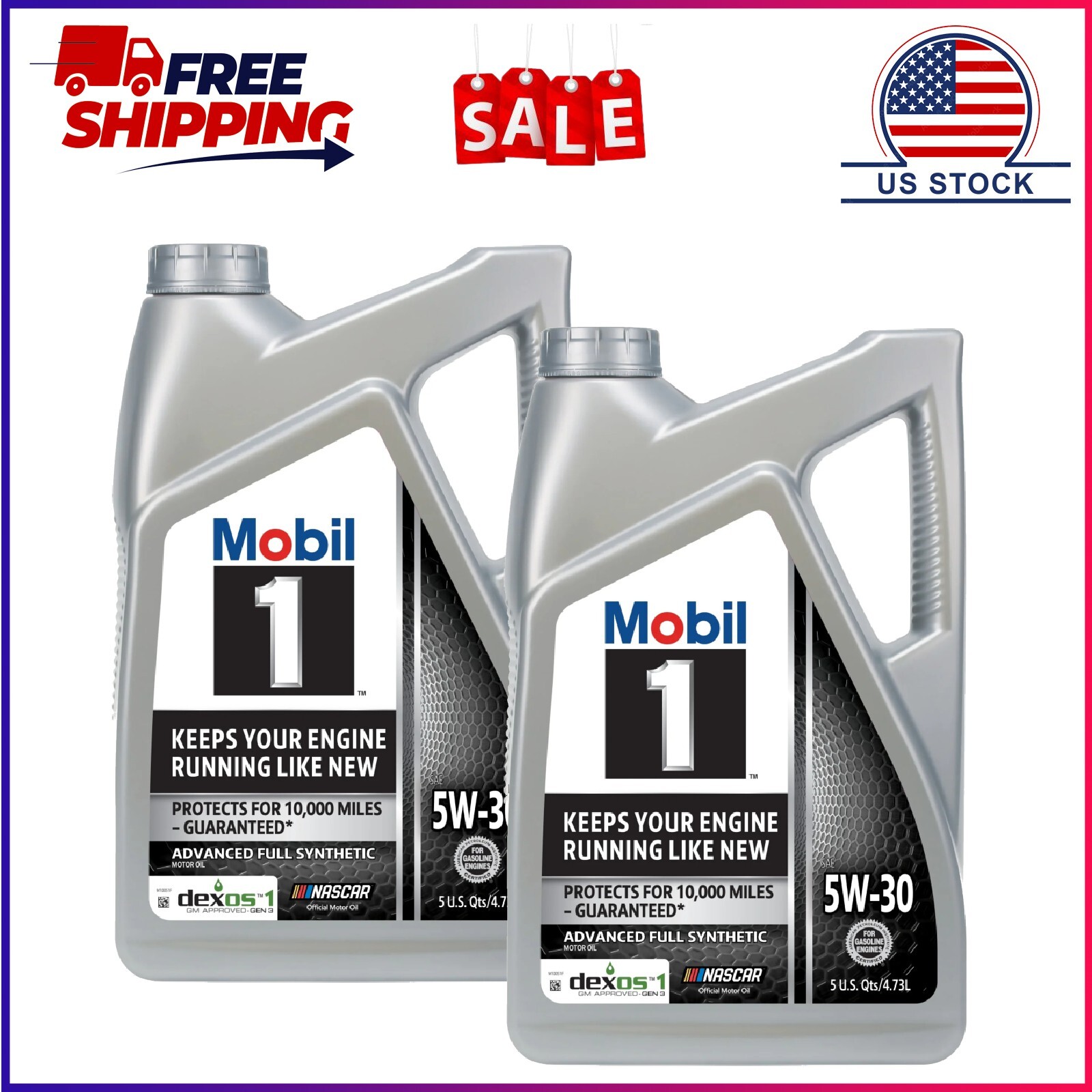 (2 pack) Mobil 1 Advanced Full Synthetic Motor Oil 5W-30, 5 Quart gallery