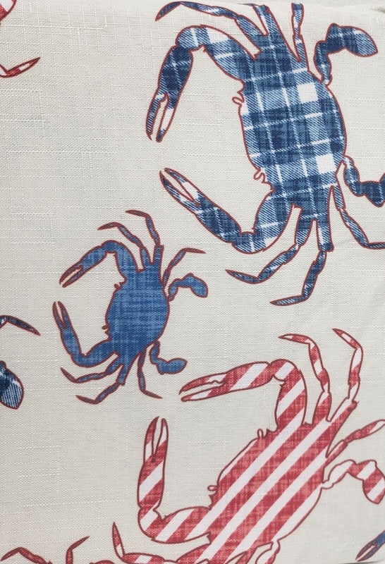 Fabric Tablecloth, 60"x84"Oval, PATRIOTIC, USA FLAG COLORED CRABS, Star Spangled gallery