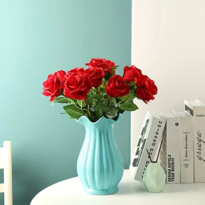 12× Red Silk Roses Artificial Flowers Realistic Bouquet Home Decor Romantic Gift gallery
