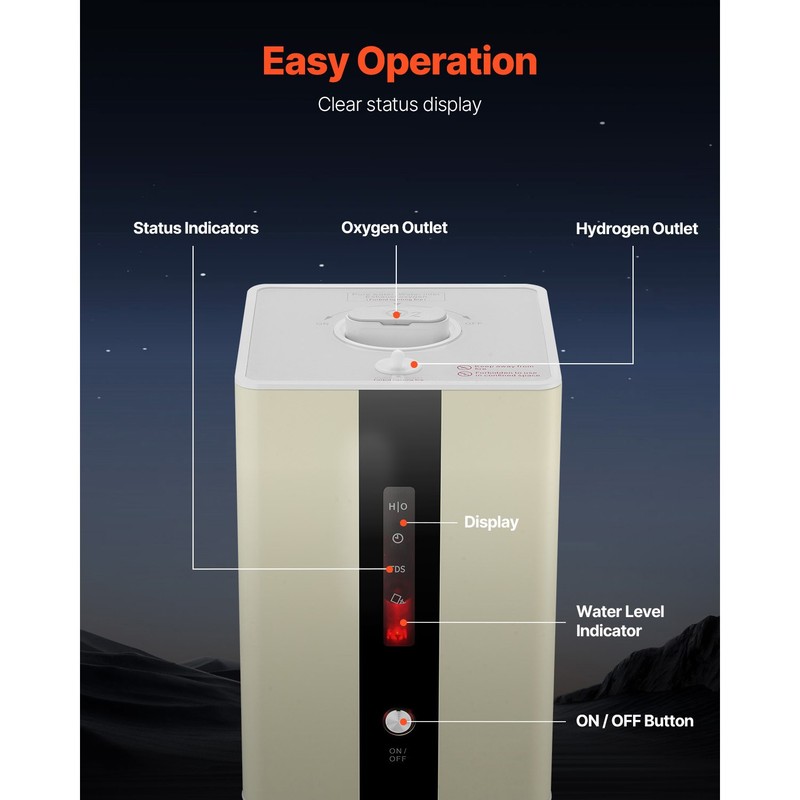 Hydrogen Inhalation Machine 99.99% High Purity 225ml/min Portable Hydro gallery