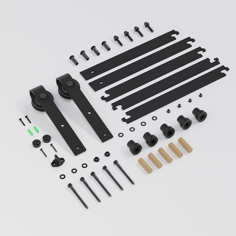 4FT-9FT Sliding Barn Door Hardware Kit Modern Roller for Single Wooden Doors gallery