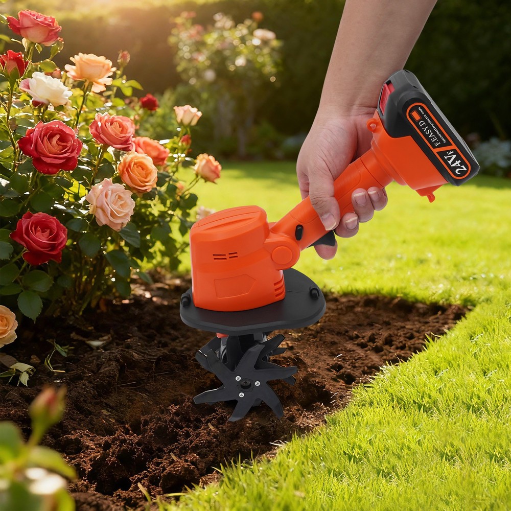 Mini Tiller Cultivator Lightweight Electric Handheld Tilling Machine for Garden