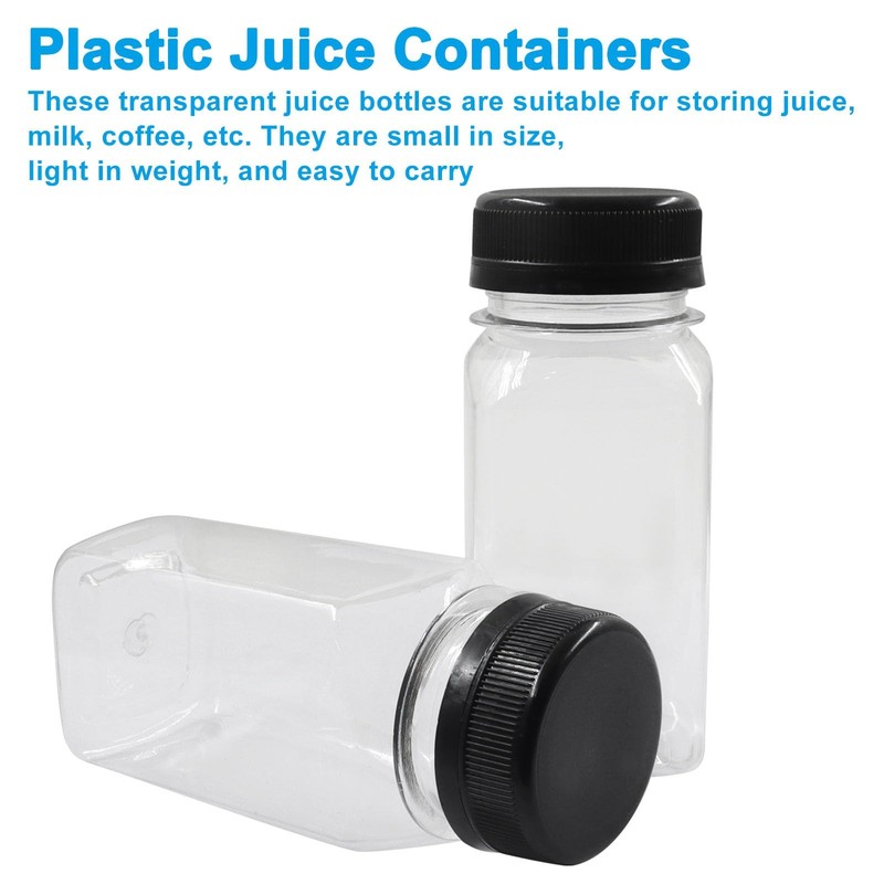 6 PCS 4 oz Reusable Clear Plastic Empty Beverage Juice Bottles With Lids gallery