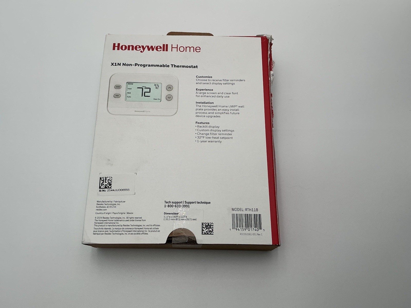 Honeywell Home X1N Non-Programmable Thermostat, Single-Stage, 1-Heat/1-Cool gallery