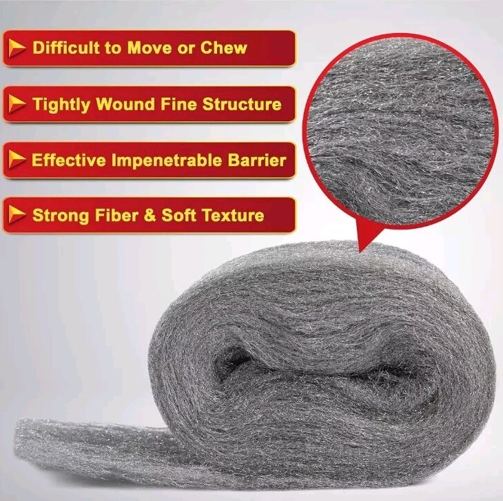Steel Wool 2 Pack - 3.2"X7.5 Ft Fill Fabric, Gap Blocker, Protects against Anima gallery
