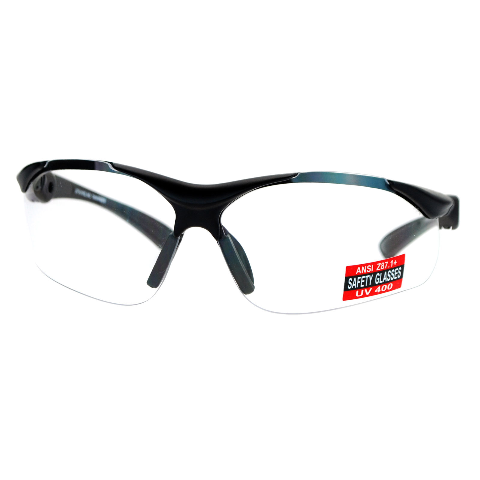 Clear Lens Protective Safety Glasses UV400 ANSI Z87.1+ Up Down Temple gallery