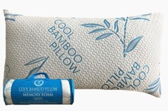 Cool Bamboo Pillow Queen Memory Foam Gel Pillow Adjustable Neck Support 