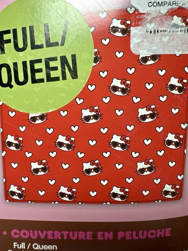 Hello Kitty Valentine's Day Red Blanket Plush Full/Queen 90in X 90in NWT Hearts gallery