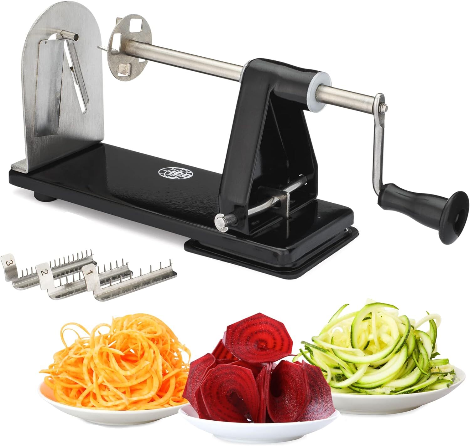 ICO 3-Blade Steel Vegetable Spiralizer Slicer and Curly Fry Cutter Zoodles Make gallery