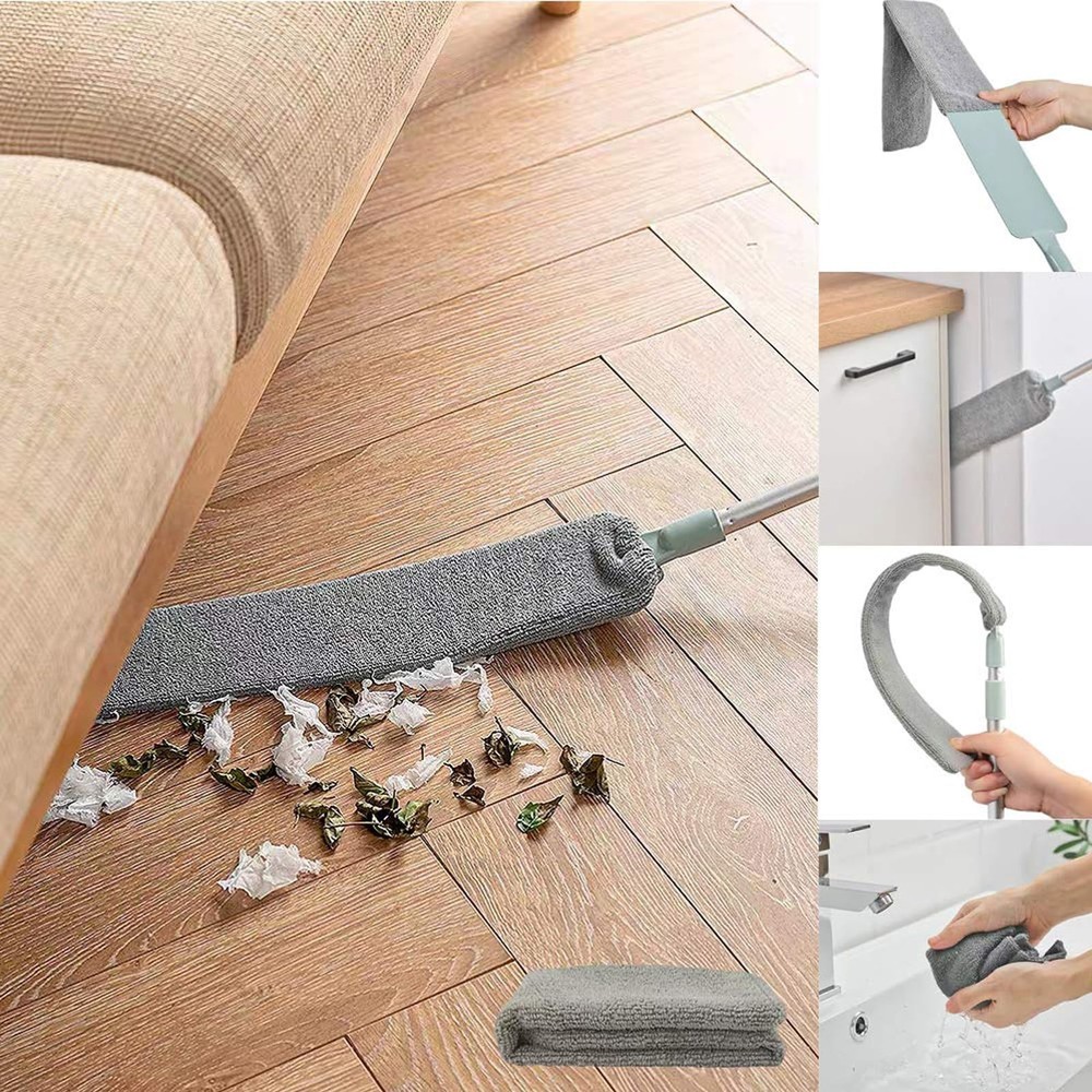 Dust Brush Under Appliance Microfiber Duster with Extension Pole (40 to 55 in...