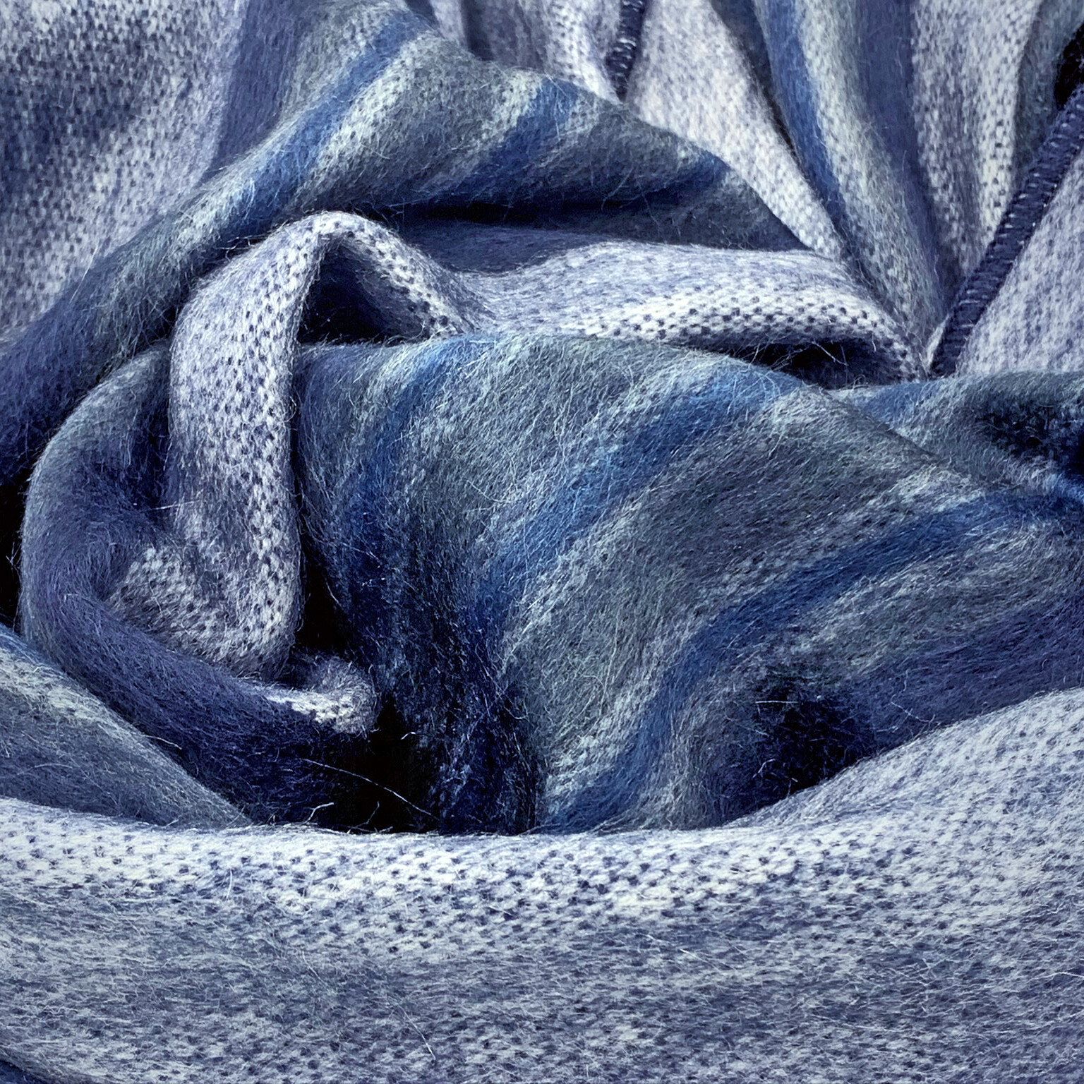 Soft and Warm Blue Striped ALPACA Wool Throw Brushed Blanket 90" X 65" QUEEN gallery