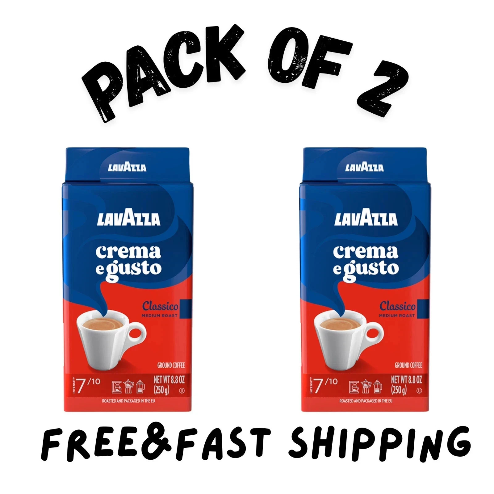 (2 pack) Lavazza Crema e Gusto Ground Coffee, Medium Roast, Arabica and Robusta gallery