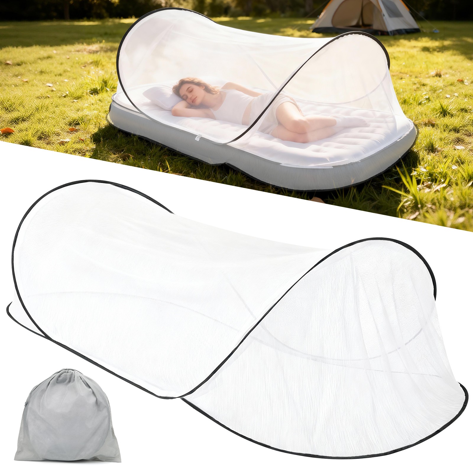 Pop Up Mosquito Net Tent Foldable Bed Mesh with Storage Bag Camping Travel Patio gallery