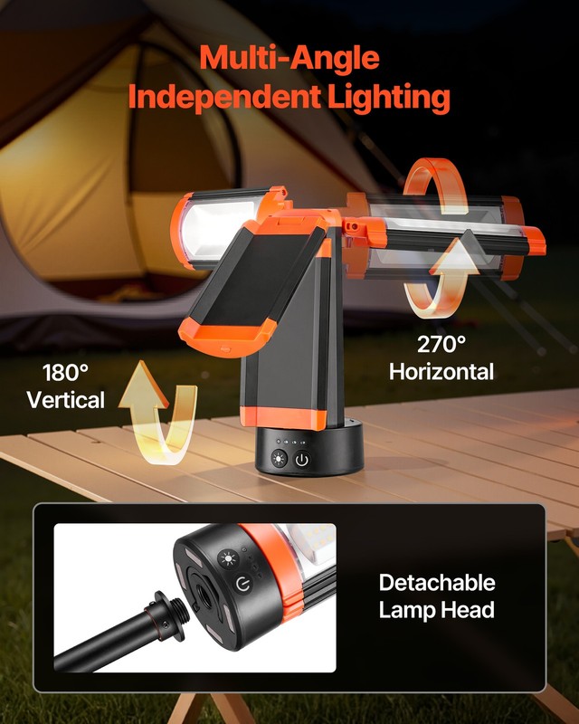 VEVOR LED Work Light with Stand Rechargeable Cordless Camping Light 8Ah 2200 LM gallery