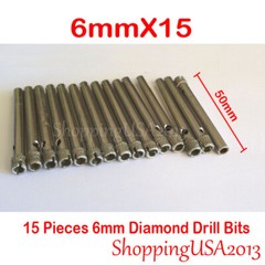 15 pcs 6mm Diamond Drill Bits Hole Saw Cutting Tool for Marble Glass Cermaic