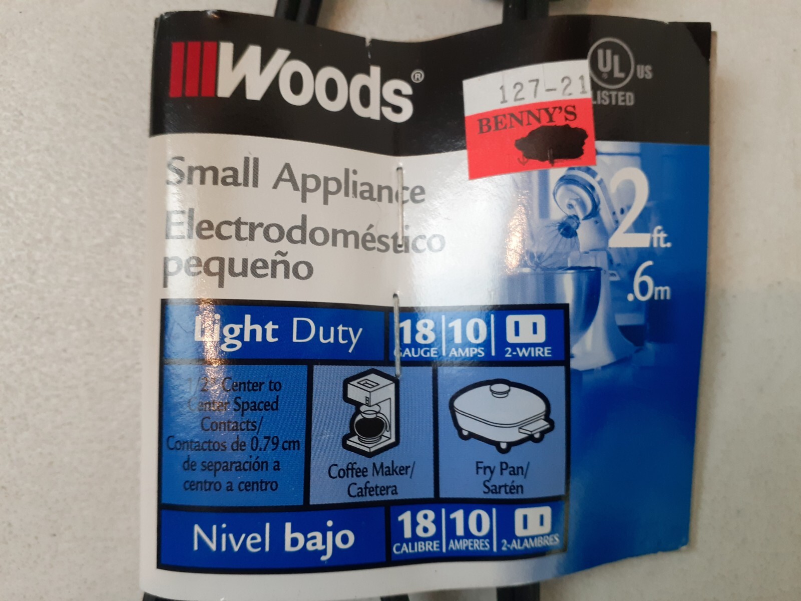 Woods 2' Small Appliance Power Cord 18 Gauge 2 Wire Light Duty 10 Amps 18/2 HPN gallery
