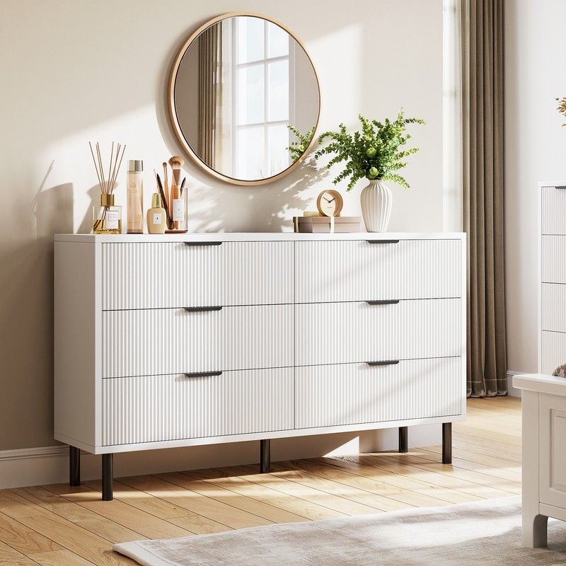 Modern Wave Pattern Blister Six Drawer Cabinet For Bedroom Living Room & Hallway gallery