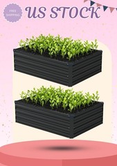 2 Pack 4x3x1ft Galvanized Raised Garden Bed, Metal Planter Box, Black