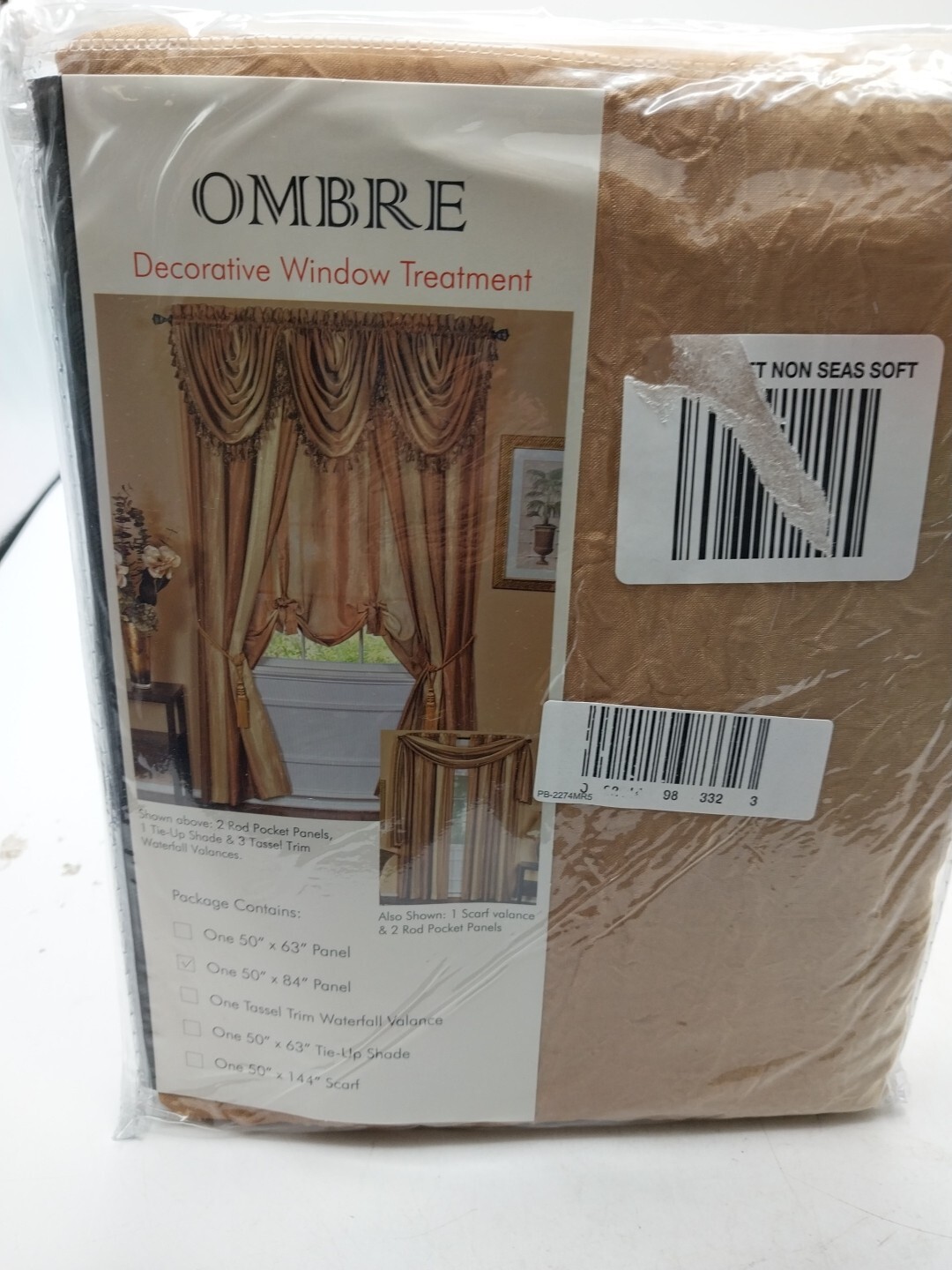 Ombre Panel Curtain 50in x 84in Sandstone Decorative Window Treatment gallery