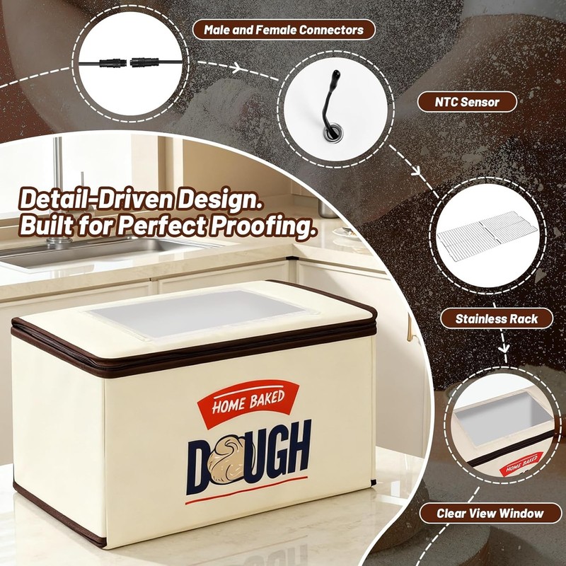 Folding Bread Proofing Box, 3-Sided Heating with Precise 68-104°F Temp Control, gallery