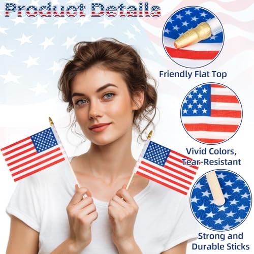 30PCS Small American Flags on Stick – 4x6 Inch for Outside – Outdoor Use gallery
