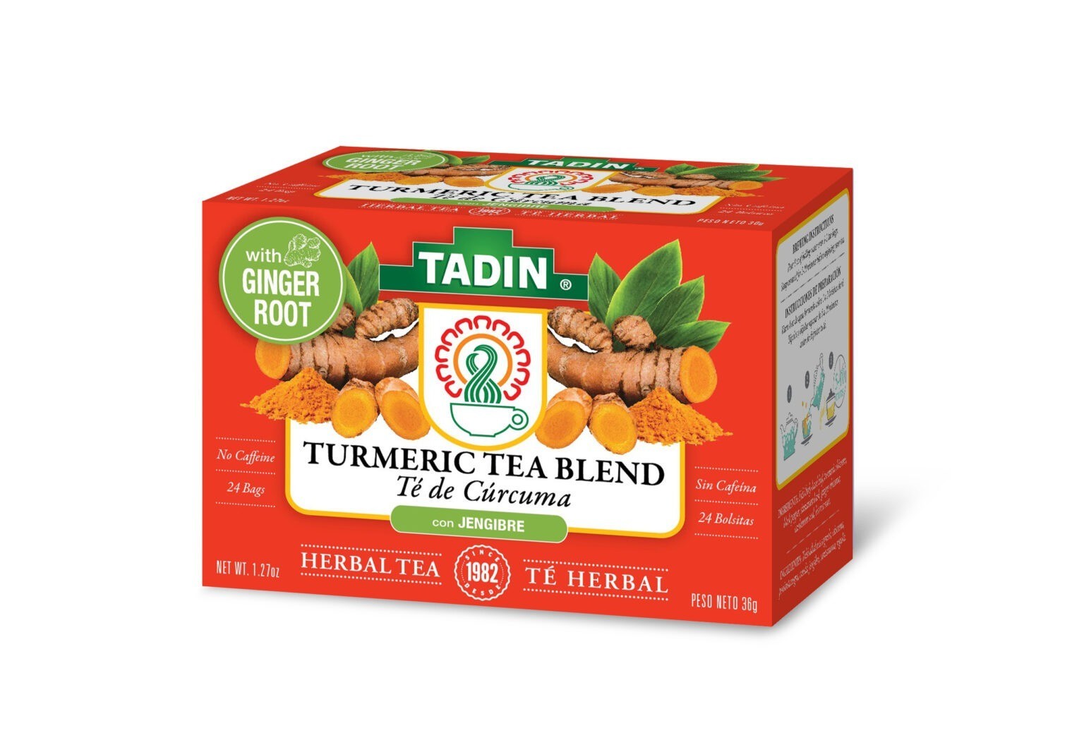 TADIN Turmeric Herbal Tea Blend Ginger Basil Cinnamon Cardamom Mix 24 Tea bags gallery
