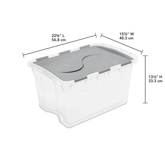 Clear Plastic Storage Container with Hinge Lid 48 Quart Medium FlipLid Bin Gray gallery