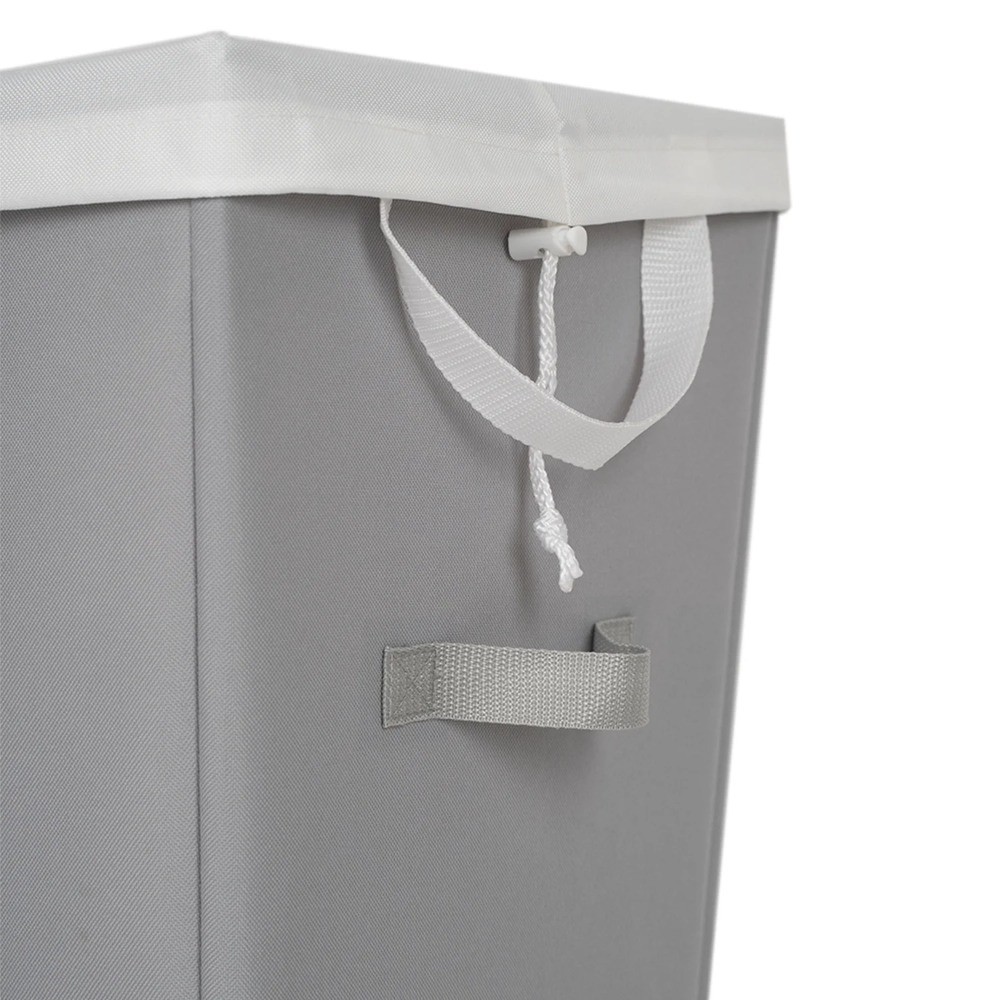 Slim Rectangle Laundry Hamper with Removable Liner and Carrying Handles Gray gallery