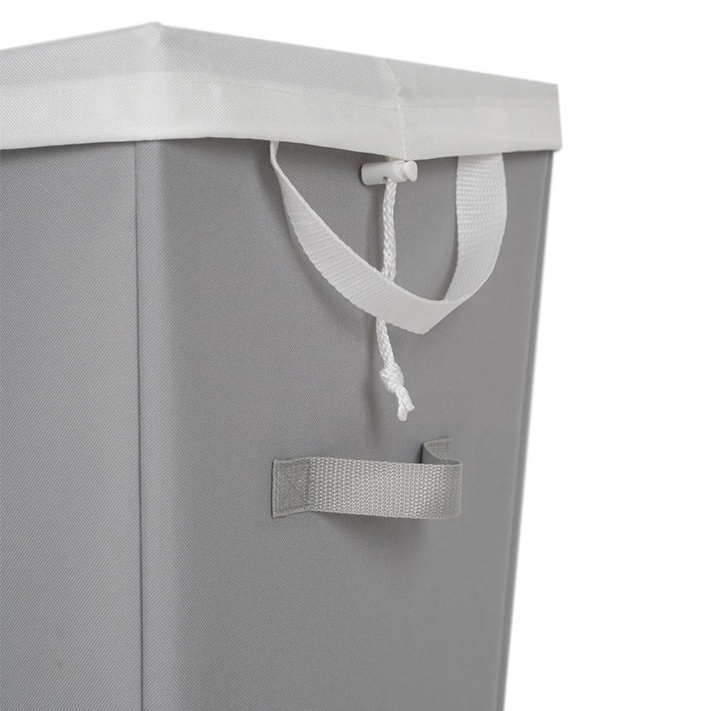 Slim Rectangle Laundry Hamper with Removable Liner and Carrying Handles Gray gallery