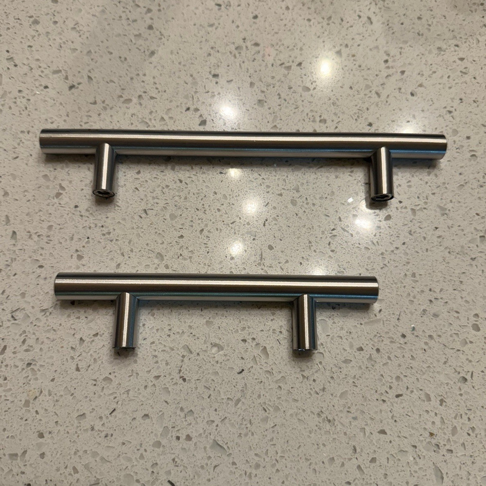 Modern Brushed Silver Bar Pulls 6 in, 5 in C-C, 12 Pack w/ Screws