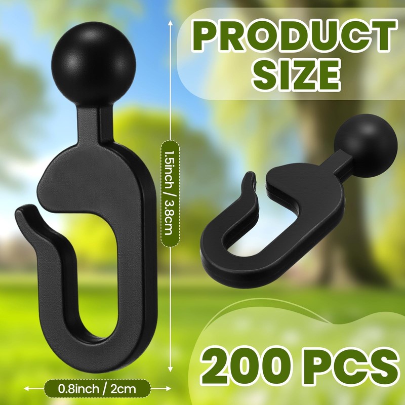 Colingmill 200 Pack Plastic Hooks for Gazebo Curtains and Mosquito Black gallery
