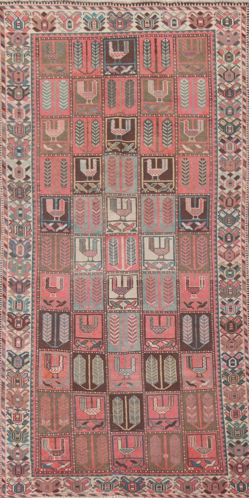 Vintage Geometric Bakhtiari Tribal Area Rug 5'x9' Wool Handmade Nomadic Carpet gallery