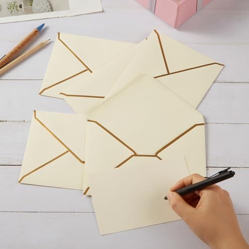 50 Pieces A7 Envelopes with Gold Border, 5.24 x 7.21 Inches A7-5x7 Cream Color gallery
