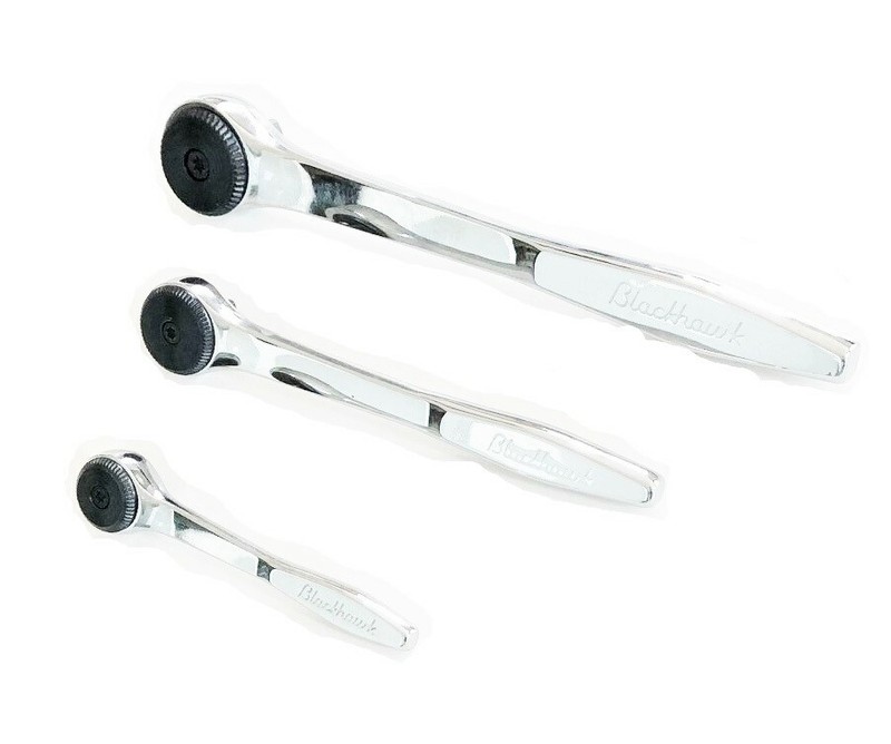3pc BLACKHAWK PROTO THIN PROFILE FULLY POLISHED RATCHET SET 72 TOOTH 1/4 3/8 1/2 gallery