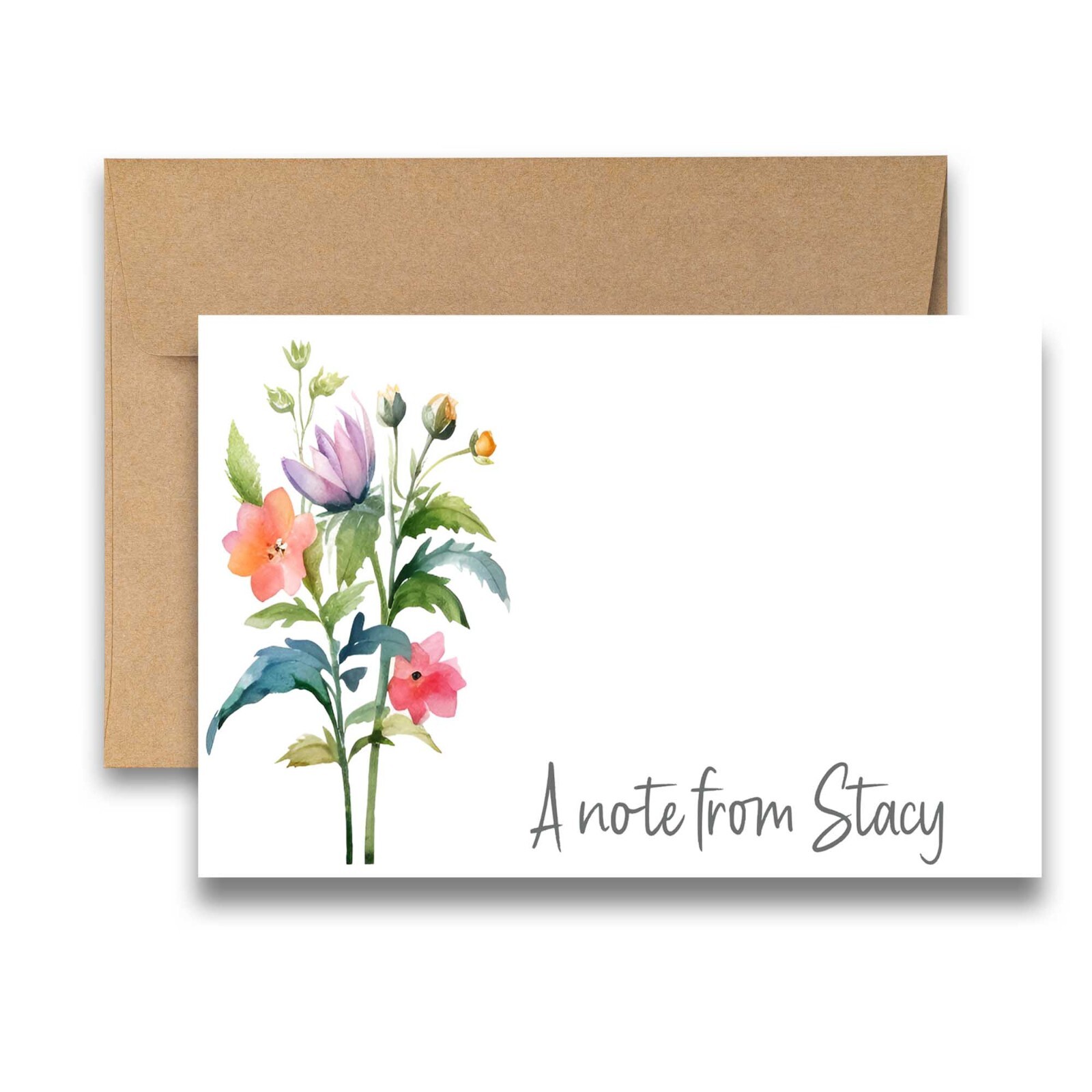 PERSONALIZED - 12 Flat Note card, Floral Stationery with Envelopes - Wildflower gallery