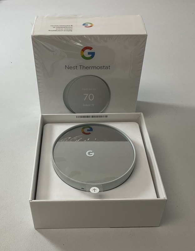 Google Nest G4CVZ Programmable Wi-Fi Thermostat - Color: Fog Gray- NEW-OPEN BOX gallery