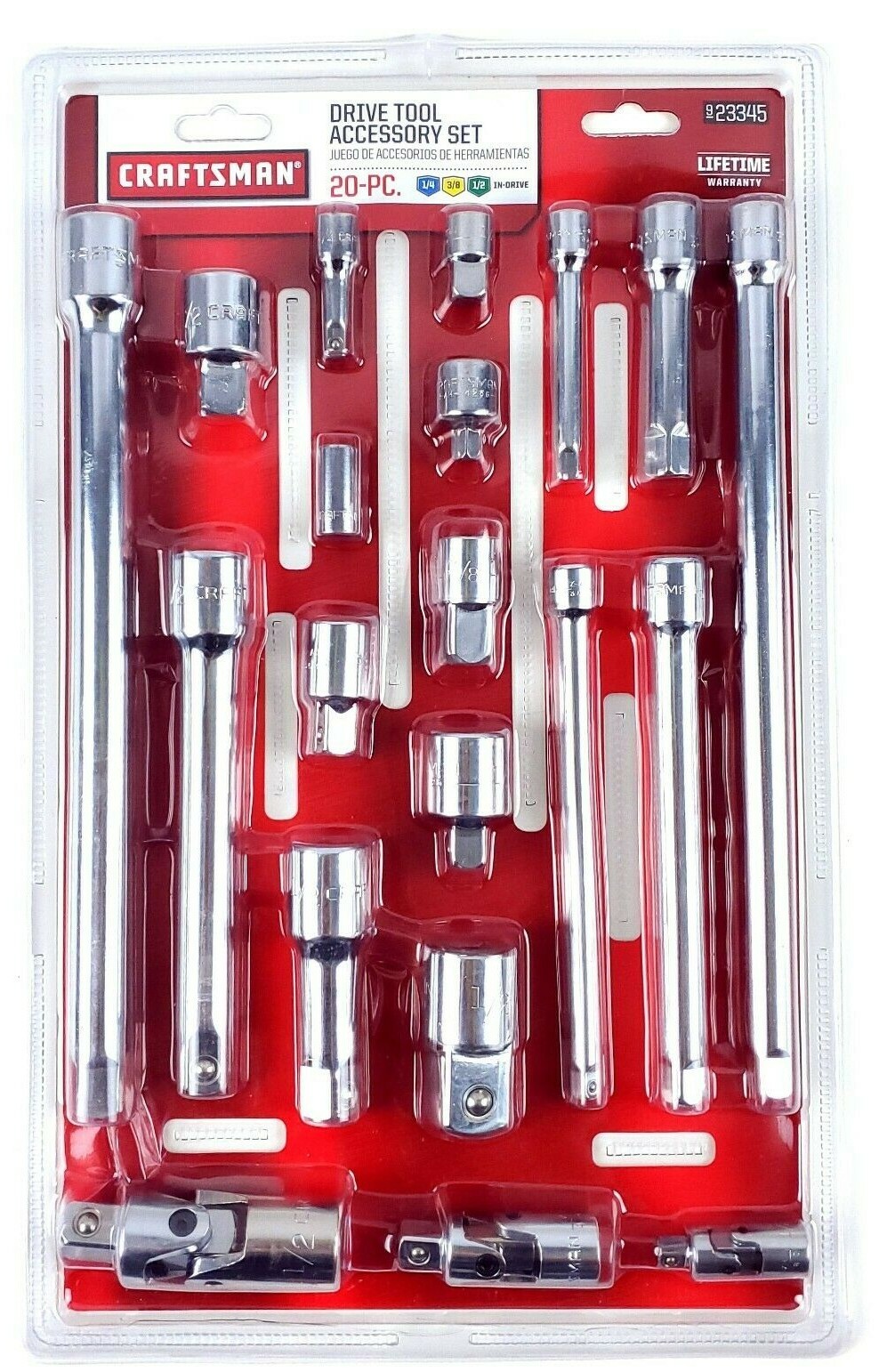 Craftsman 20 Piece Drive Tool Accessory Set 1/4 3/8 1/2 inch Extension Adapters gallery