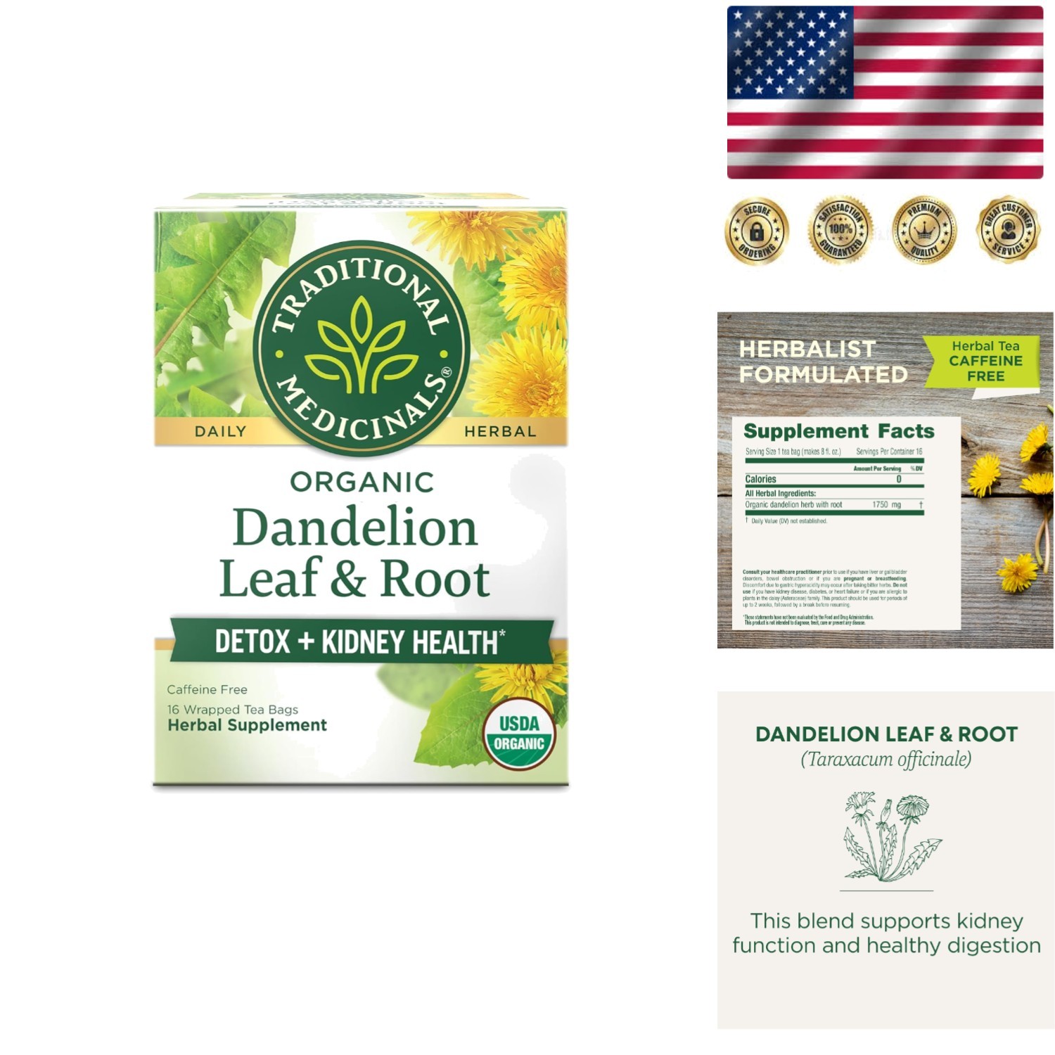 Caffeine-Free Organic Dandelion Tea - Supports Healthy Digestion - 16 Count gallery