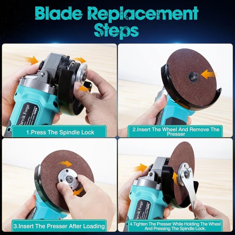 Cordless Angle Grinder - 4-1/2" Blade, 7000 RPM, Compatible with Makita gallery