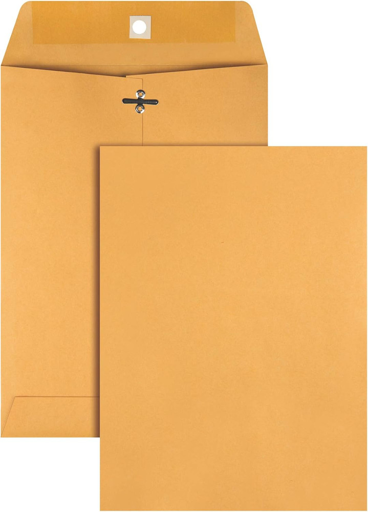Quality Park Kraft Clasp Envelopes 6x9 Brown 28lb Gummed Seal 100 Pack 37875