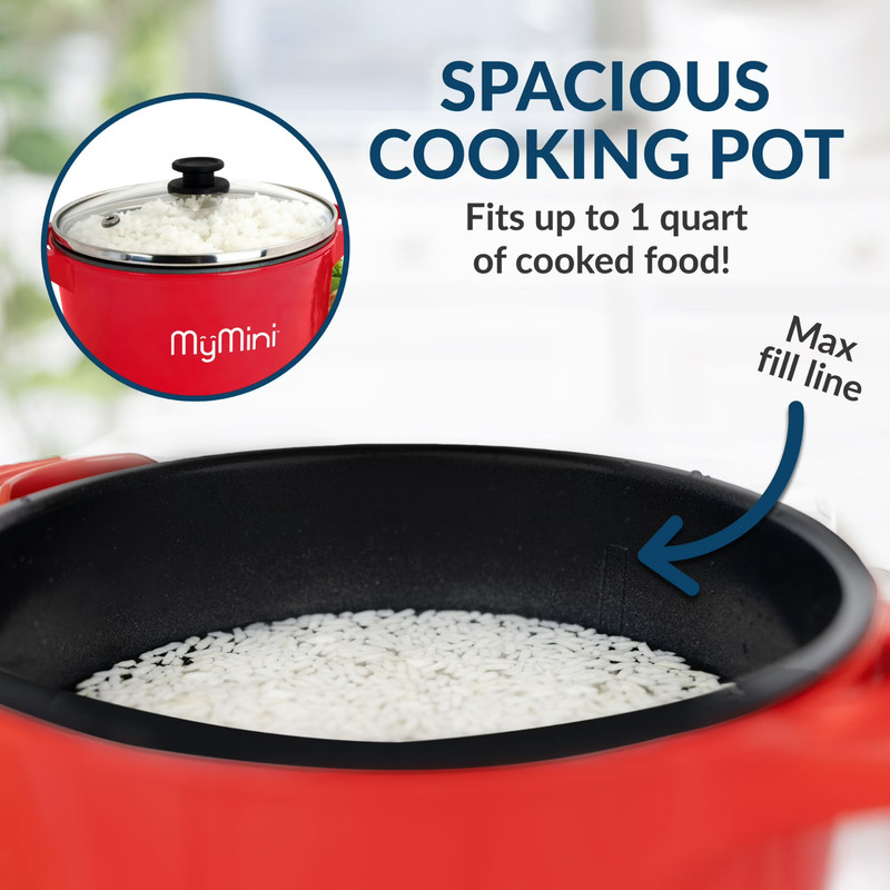 MyMini 32 oz Electric Multi-Cooker Pot, 260 watts, Red gallery