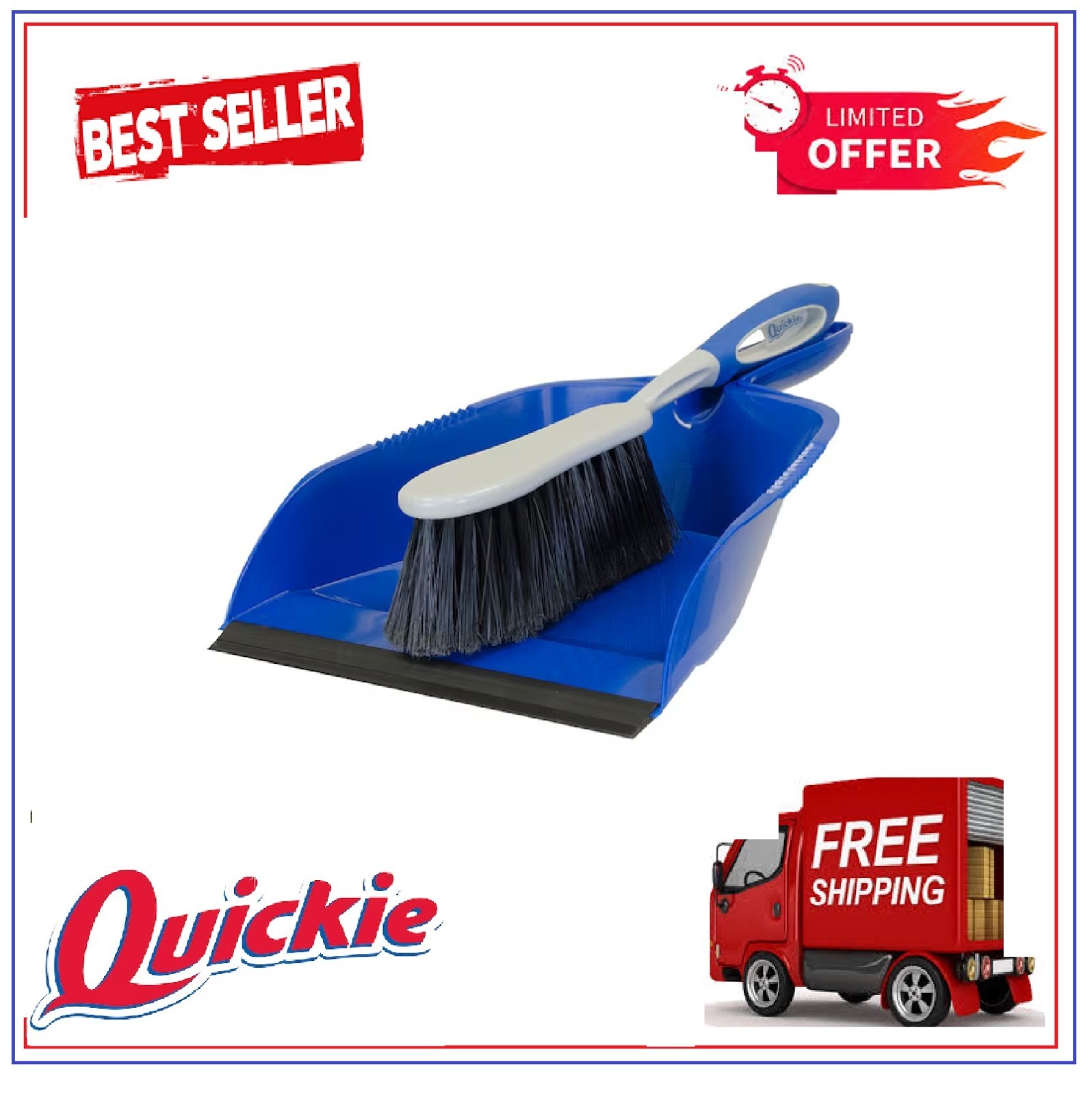 QUICKIE 410 Dust Pan and Brush Set,Blue,4 x 10" Pan 810RH3 gallery