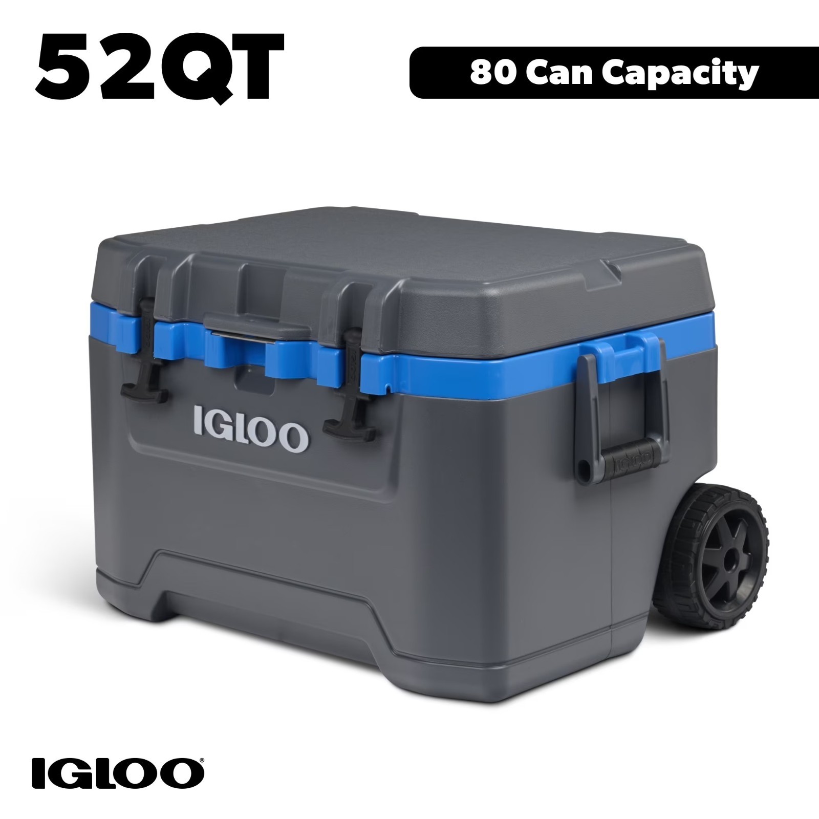 Igloo 52 QT Overland Ice Chest Cooler with Wheels, Gray and Blue gallery