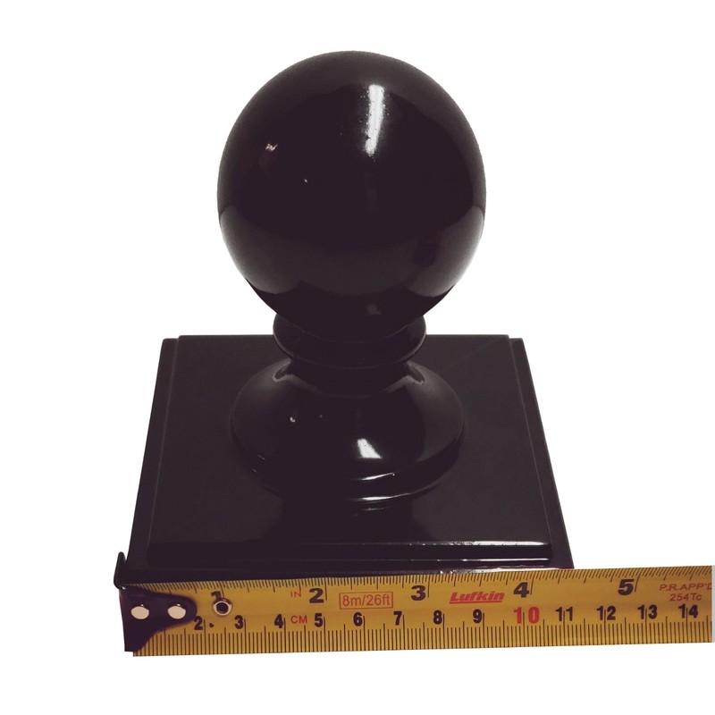 4" x 4" Decorex Hardware Aluminium Ball Top Post Cap for Metal Posts - Black gallery