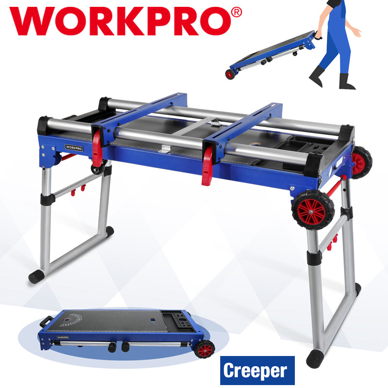WORKPRO 5-in-1 Workbench Miter Saw Stand Quick Folding Work Table Creeper Dolly gallery